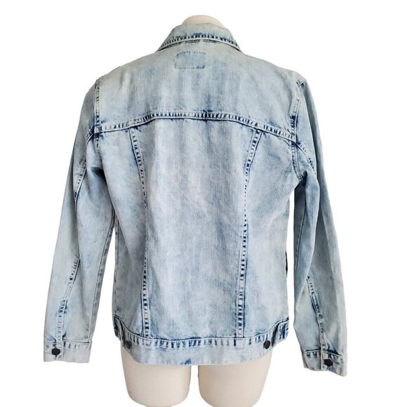 Jak & Rae Acid Wash Saks 5th Ave Very Rare Vintage Y2K Jean Jacket Patches S - Picture 2 of 16